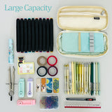 Wrapables Large Capacity Pencil Case, Expandable Pencil Pouch for Stationery Tools, Aqua