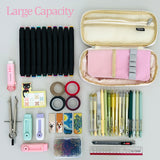 Wrapables Large Capacity Pencil Case, Expandable Pencil Pouch with 3 Washi Rolls