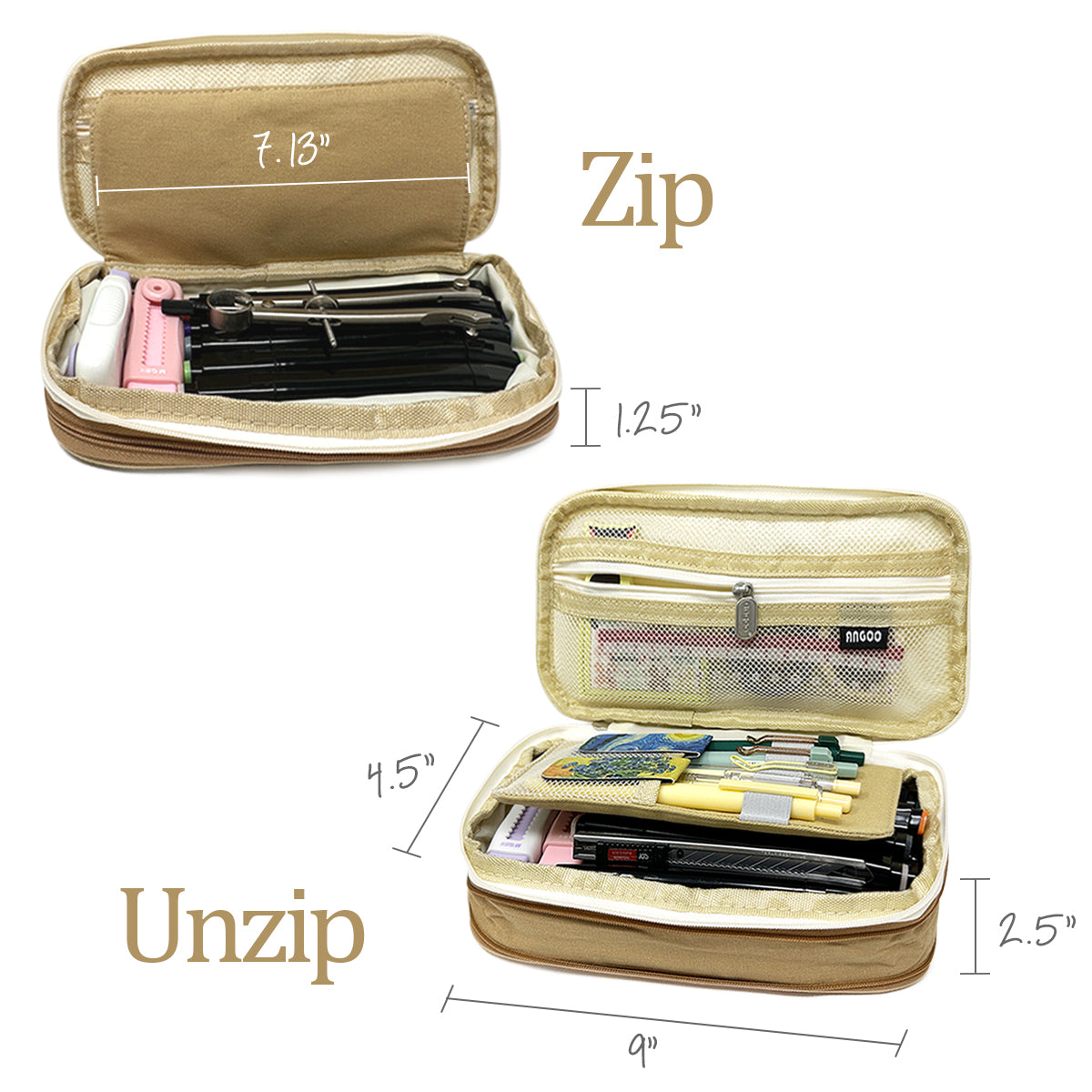 Wrapables Large Capacity Pencil Case, Expandable Pencil Pouch with Silent Retractable Gel Pen Set