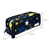 Wrapables Large Capacity Pencil Case, 3 Compartment Pencil Pouch for Stationery Pens, Stars