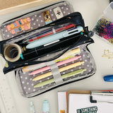 Wrapables Large Capacity Pencil Case, 3 Compartment Pencil Pouch for Stationery Pens, Stars