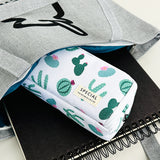 Wrapables Large Capacity Pencil Case, 3 Compartment Pencil Pouch for Stationery Pens, Cactus