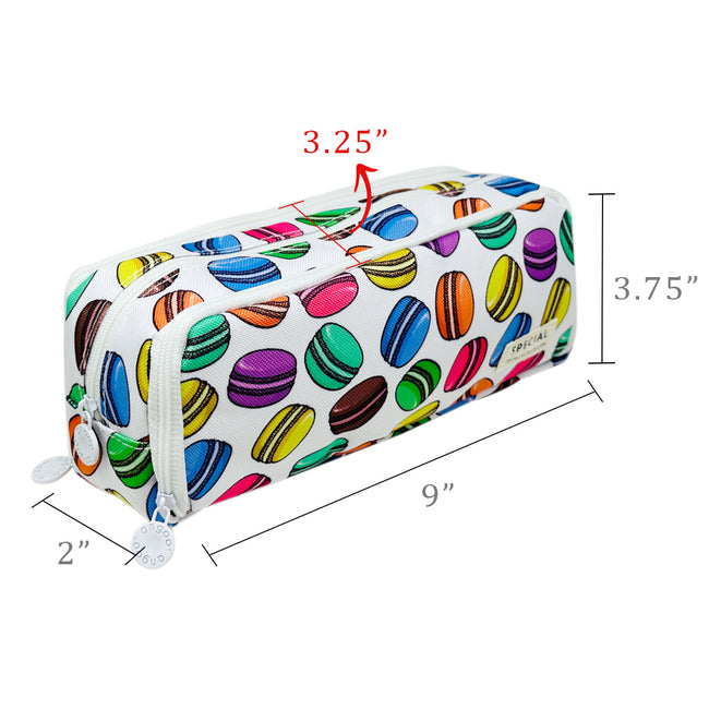 Wrapables Large Capacity Pencil Case, 3 Compartment Pencil Pouch for Stationery Pens, Macarons