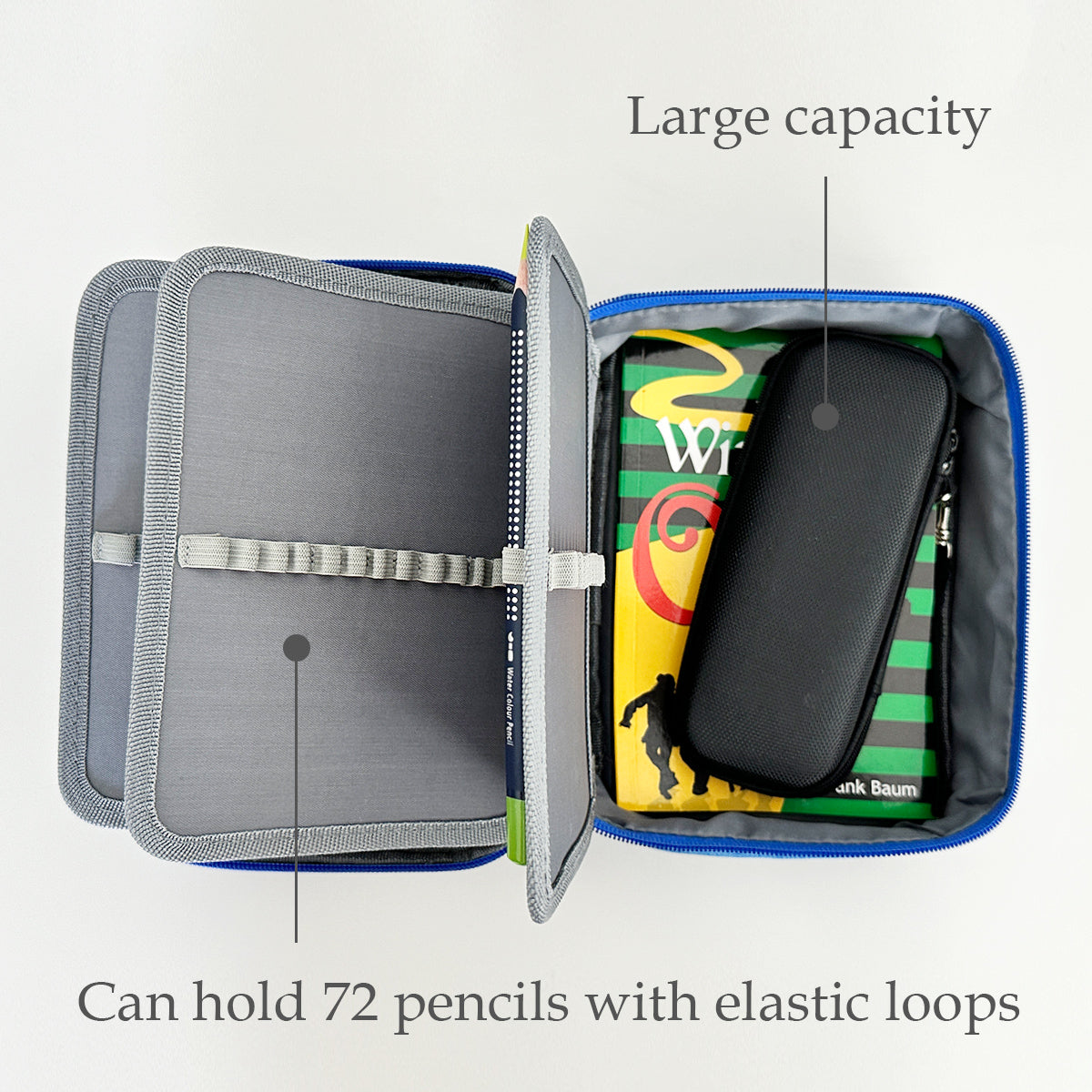 Wrapables Large Capacity Portable Pencil Pouch for Stationery Supplies,  Plaid Blue, 1 Piece - Foods Co.