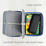 Wrapables Large Capacity 72 Slot Pencil Case for Colored Pencils, Stationery Pouch, Blue