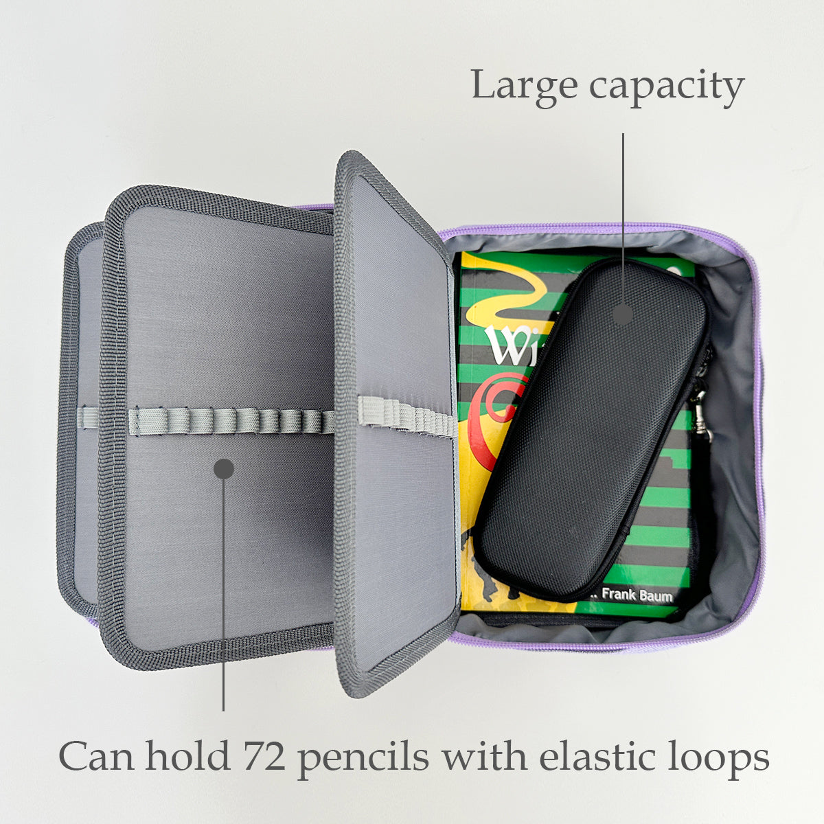 Walfront Large Capacity Pencil Case, 72/120 Slots Adjustable Strap Zipper Closure Large Capacity Water Color Pen Case Pencil Pouch Storage Bag