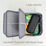 Wrapables Large Capacity 72 Slot Pencil Case for Colored Pencils, Stationery Pouch, Lavender