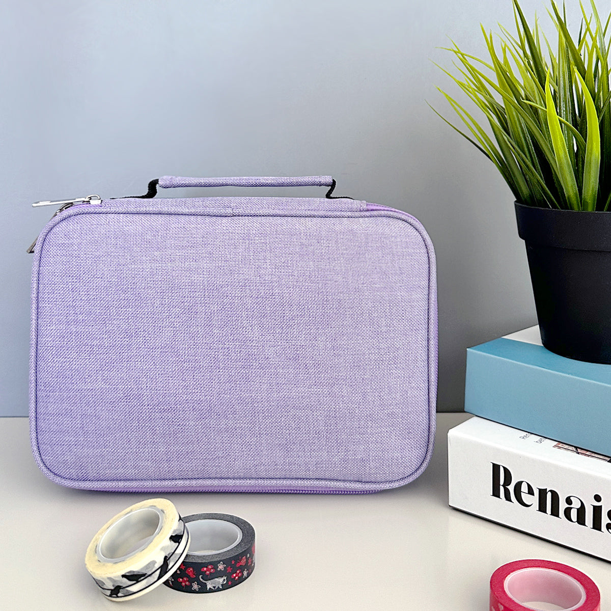 Wrapables Large Capacity 72 Slot Pencil Case for Colored Pencils, Stationery Pouch, Lavender