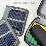 Wrapables Large Capacity 72 Slot Pencil Case for Colored Pencils, Stationery Pouch, Black