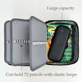 Wrapables Large Capacity 72 Slot Pencil Case for Colored Pencils, Stationery Pouch, Black