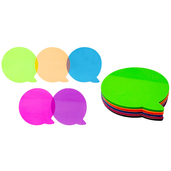 Wrapables Transparent Sticky Notes, Waterproof Self-Adhesive Memos for Home, School, Office (Set of 5), Speech Balloons