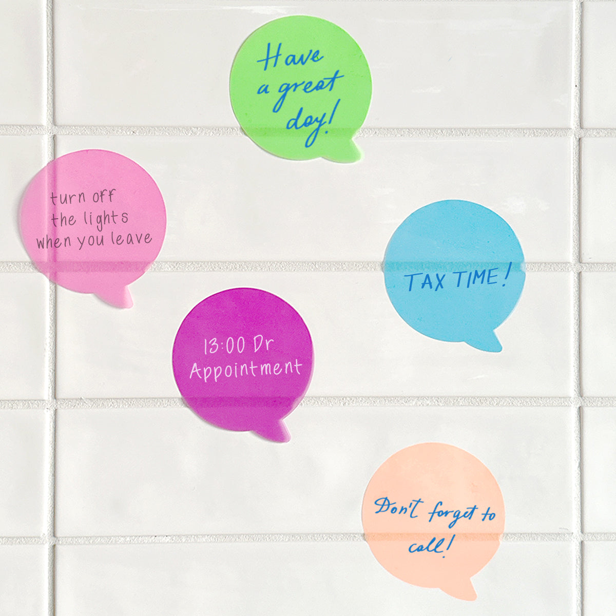 Wrapables Transparent Sticky Notes, Waterproof Self-Adhesive Memos for Home, School, Office (Set of 5), Speech Balloons