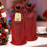 Wrapables Reusable Burlap Wine Bags, Rustic Gift Bags with Drawstring (Set of 8), Burgundy