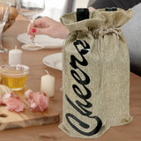 Wrapables Reusable Burlap Wine Bags, Rustic Gift Bags with Drawstring (Set of 8), Natural