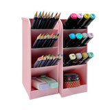 Wrapables Pen Organizer with 4 Compartments Desk Storage Organizer for Home, Office, Work, Large (2pcs) / Pink