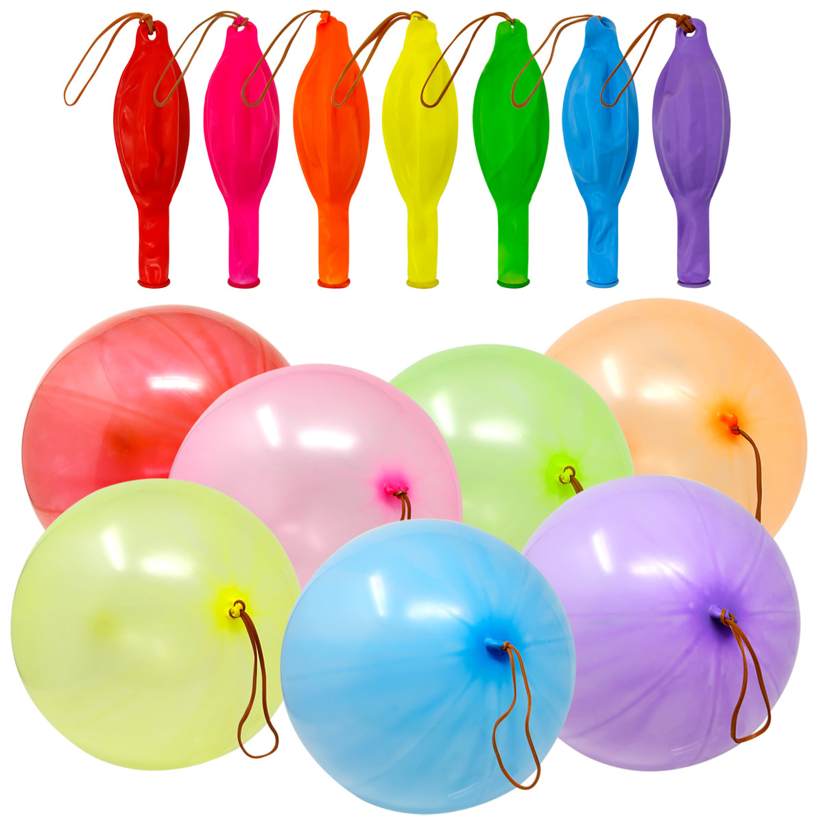Wrapables Punching Balloons with Rubber Band Handles for Party Favors, Birthday Parties (Set of 21), Multicolor