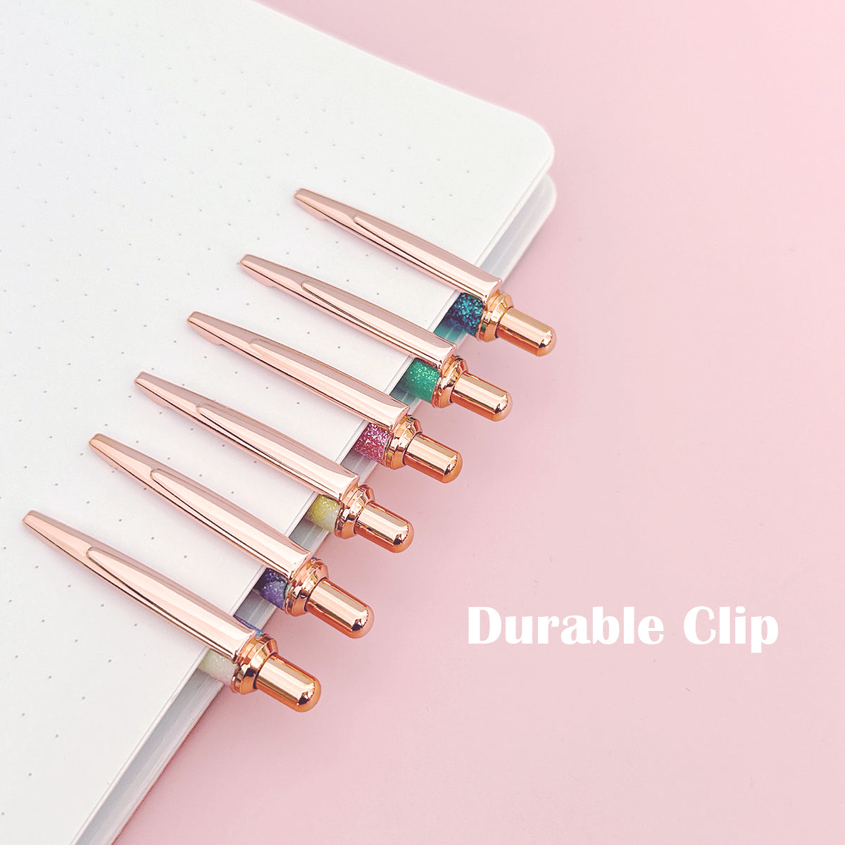 Wrapables Glitter Ballpoint Pens for Women, 1.0mm Medium Point Retractable Metal Pens (Set of 6)