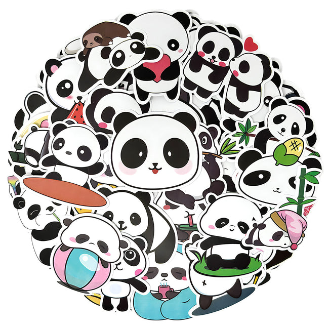 Wrapables Waterproof Vinyl Stickers for Water Bottles, Laptop, Phones, Skateboards, Decals for Teens, 100pcs, Panda