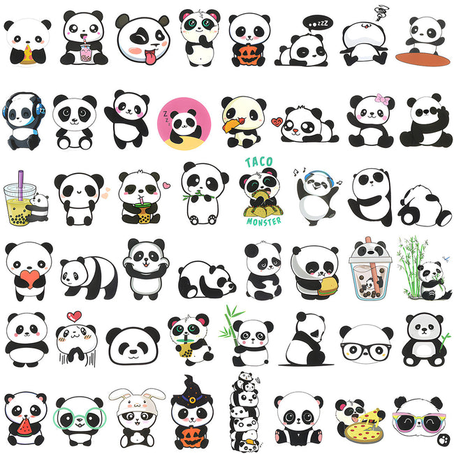 Wrapables Waterproof Vinyl Stickers for Water Bottles, Laptop, Phones, Skateboards, Decals for Teens, 100pcs, Panda