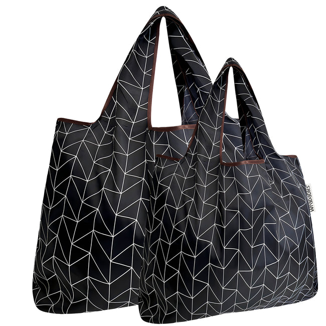 Wrapables Nylon Reusable Shopping Bags, Foldable Shopping Tote Bags, Reusable Grocery Bags, Travel Bags LS (set of 2), Set of 2, Geometric