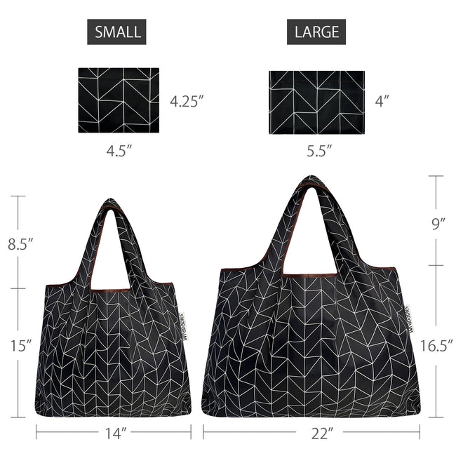 Wrapables Nylon Reusable Shopping Bags, Foldable Shopping Tote Bags, Reusable Grocery Bags, Travel Bags LS (set of 2), Set of 2, Geometric
