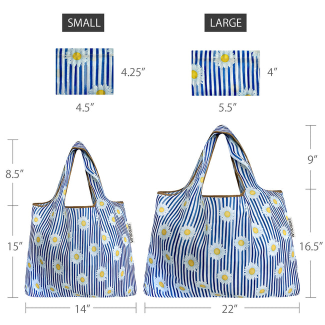 Wrapables Nylon Reusable Shopping Bags, Foldable Shopping Tote Bags, Reusable Grocery Bags, Travel Bags LS (set of 2), Set of 2, Sprig