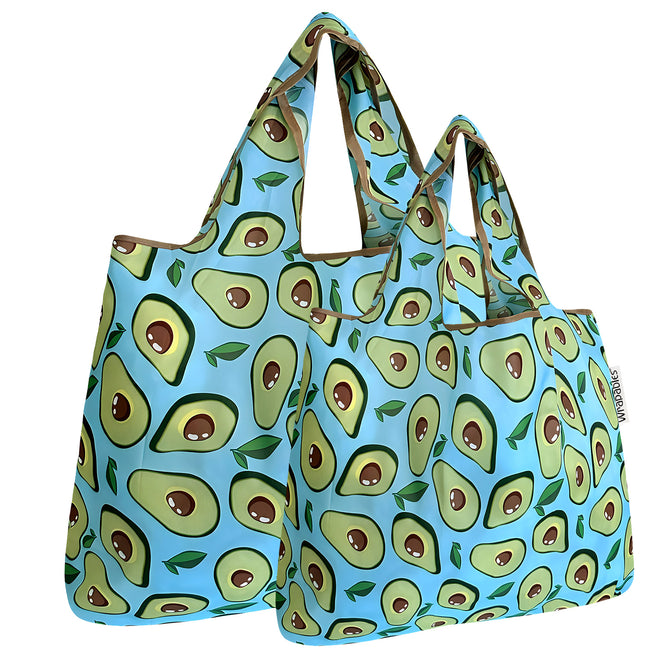 Wrapables Nylon Reusable Shopping Bags, Foldable Shopping Tote Bags, Reusable Grocery Bags, Travel Bags LS (set of 2), Set of 2, Avocado