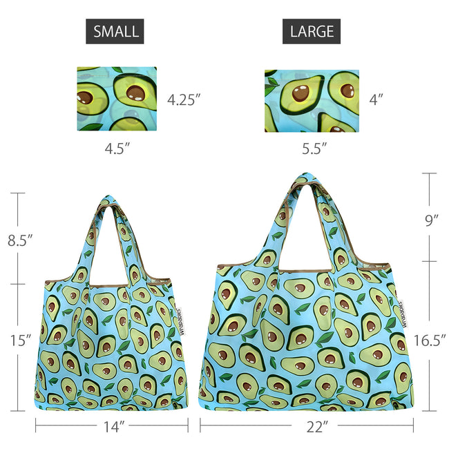 Wrapables Nylon Reusable Shopping Bags, Foldable Shopping Tote Bags, Reusable Grocery Bags, Travel Bags LS (set of 2), Set of 2, Avocado