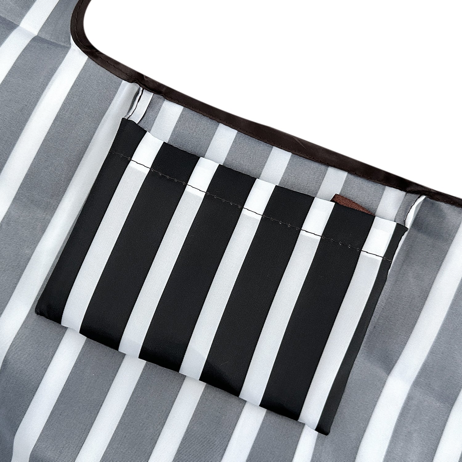 Wrapables Large & Small Foldable Tote Nylon Reusable Grocery Bags, Set of 2, Black Stripes