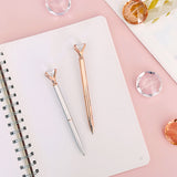 Wrapables Crystal Diamond Ballpoint Pens, 1.0mm Medium Point Wedding Pens with Refills (Set of 8 Pens + 8 Refills), Rose Gold & Silver