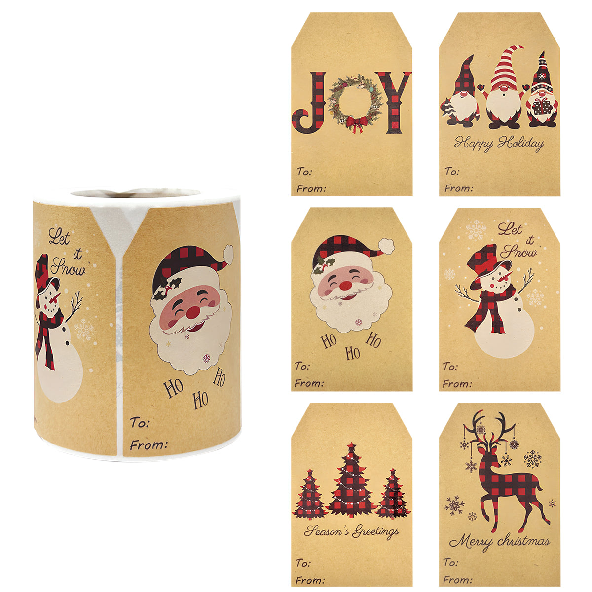 Wrapables Fun & Festive Christmas Holiday Gift Tags/Kraft Paper Hang Tags  for Gift-Wrapping, Labelling, Package Decoration