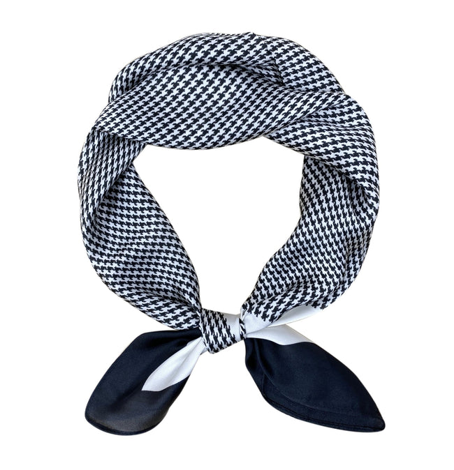 Wrapables Satin Neckerchief Square Scarf 26.5 x 26.5 Inches, Houndstooth