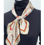 Wrapables Satin Neckerchief Square Scarf 26.5 x 26.5 Inches, Equestrian Tan