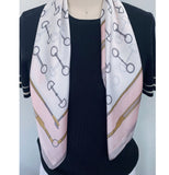 Wrapables Satin Neckerchief Square Scarf 26.5 x 26.5 Inches, Stirrups Pink