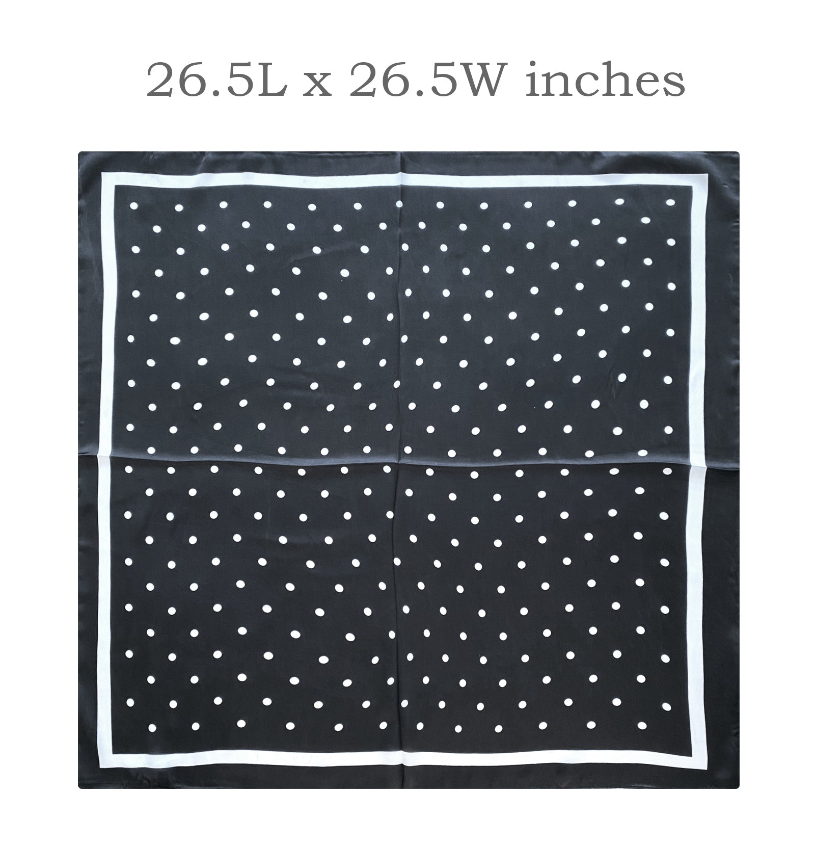 Wrapables Satin Neckerchief Square Scarf 26.5 x 26.5 Inches, Black with Dots