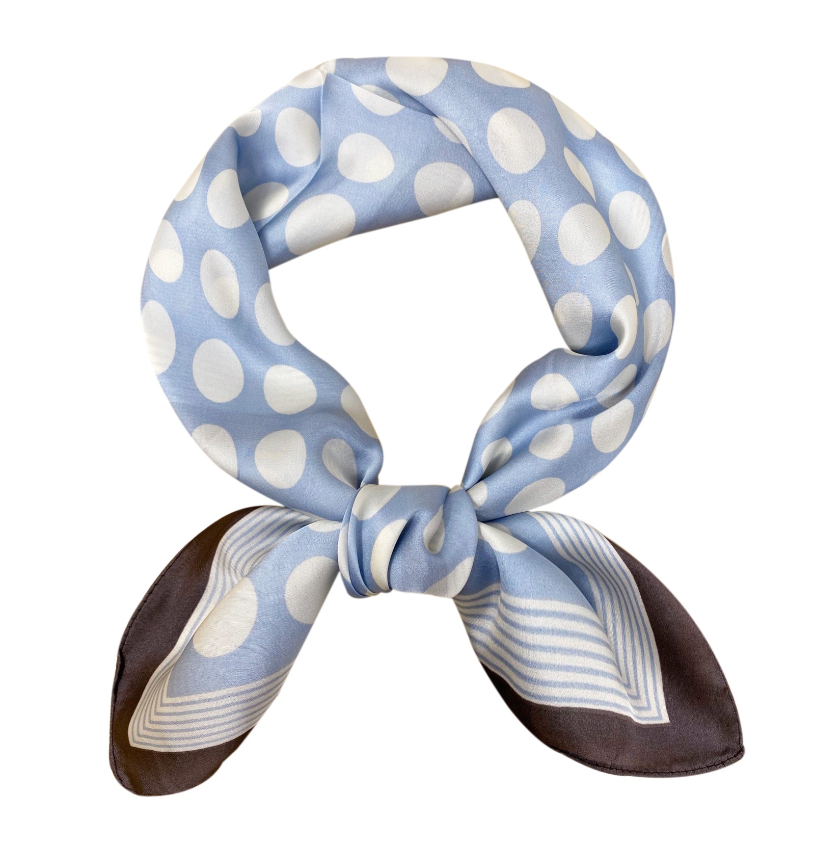 Wrapables Satin Neckerchief Square Scarf 26.5 x 26.5 Inches, Dots on Light Blue