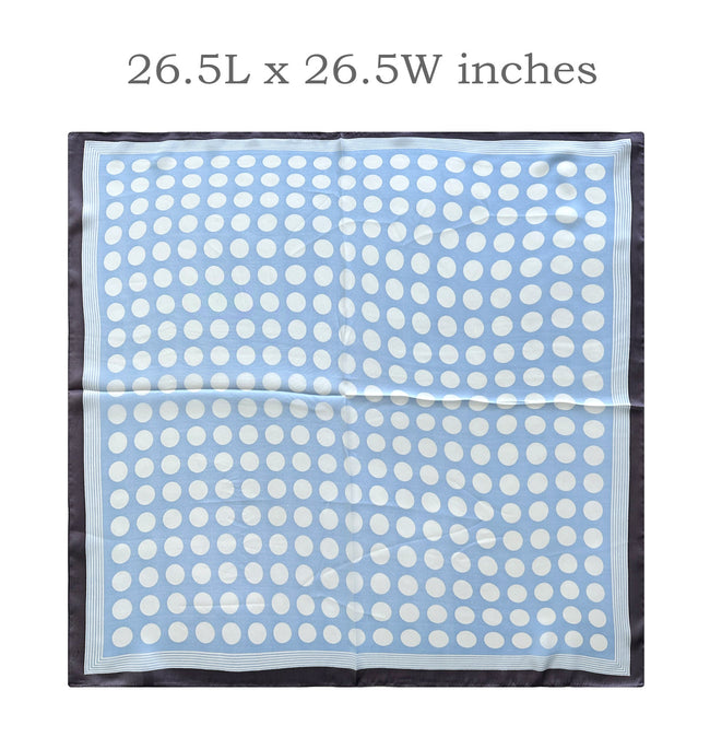 Wrapables Satin Neckerchief Square Scarf 26.5 x 26.5 Inches, Dots on Light Blue