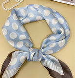 Wrapables Satin Neckerchief Square Scarf 26.5 x 26.5 Inches, Dots on Light Blue