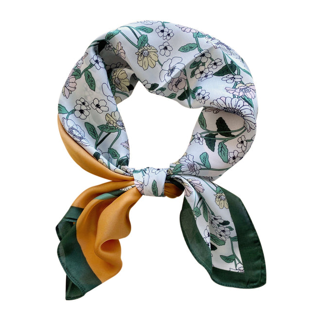 Wrapables Satin Neckerchief Square Scarf 26.5 x 26.5 Inches, Spring Garden