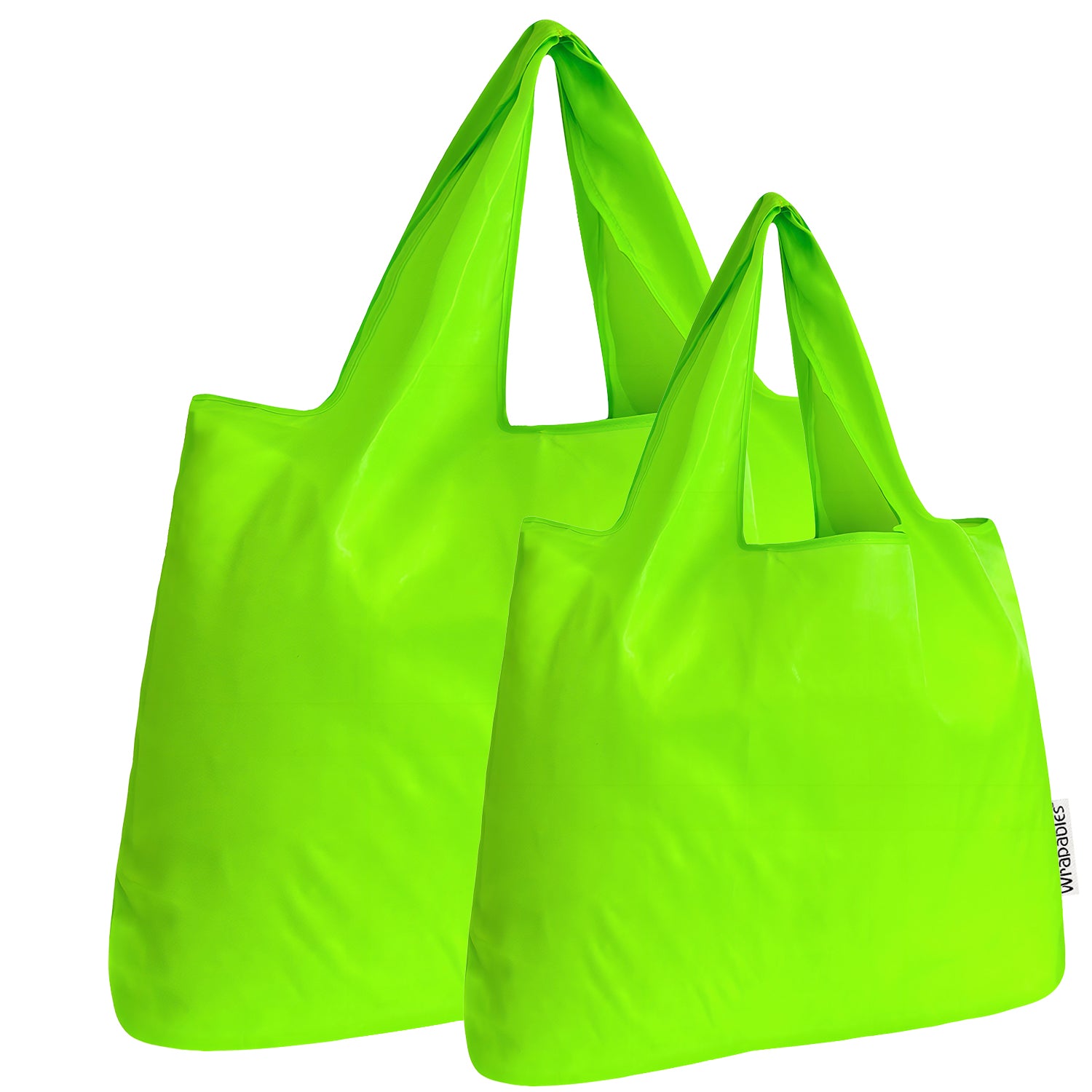Wrapables Large & Small Foldable Tote Nylon Reusable Grocery Bags, Set of 2, Lime, Women's, Green