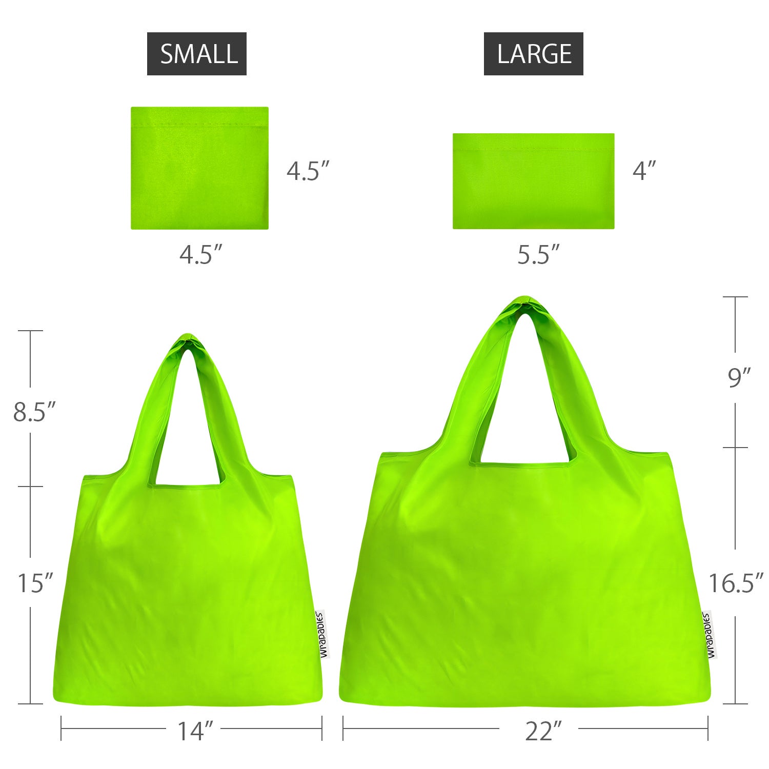 Wrapables Large & Small Foldable Tote Nylon Reusable Grocery Bags, Set of 2 Neutral Felines