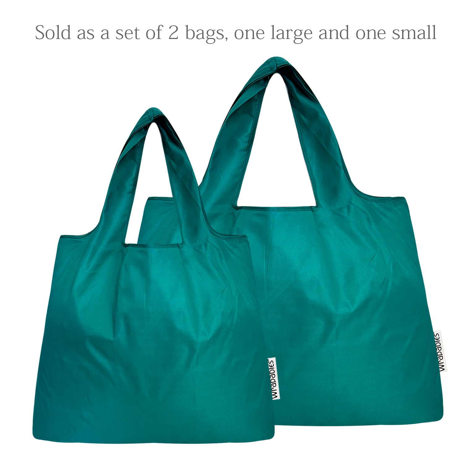 Wrapables Large & Small Foldable Tote Nylon Reusable Grocery Bags, Set of 2, Lime, Women's, Green