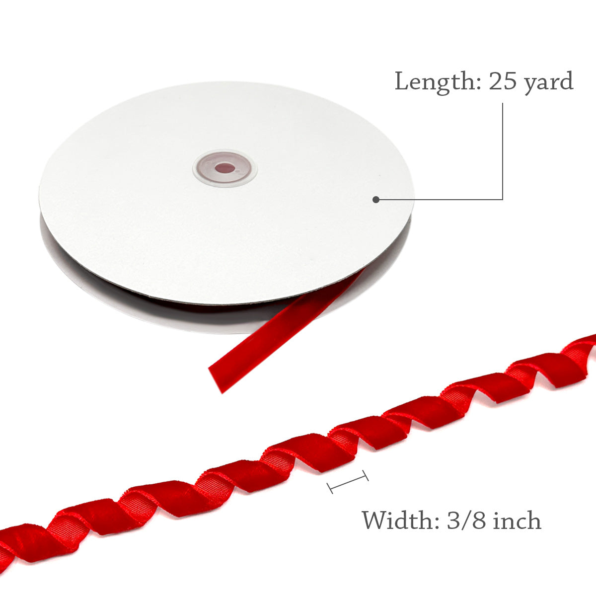 Deep Red Velvet String Ribbon - 1/8 inch - 1 Yard
