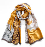 Wrapables Silk Like Satin Polyester Large Scarf Wrap, Yellow Wild Flower