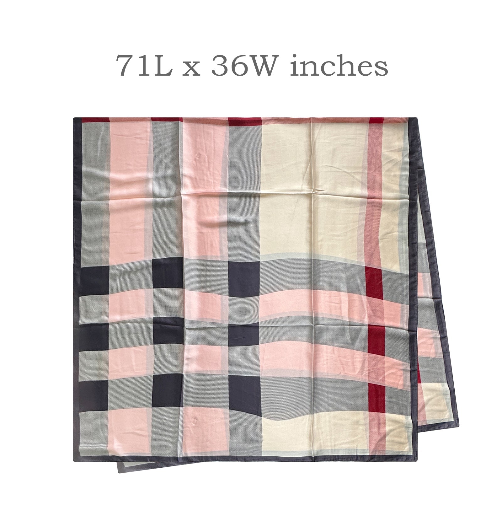 Wrapables Silk Like Satin Polyester Large Scarf Wrap, Pink Plaid