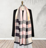 Wrapables Silk Like Satin Polyester Large Scarf Wrap, Pink Plaid