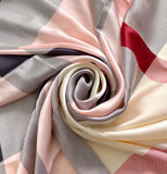 Wrapables Silk Like Satin Polyester Large Scarf Wrap, Pink Plaid