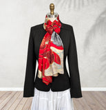 Wrapables Silk Like Satin Polyester Large Scarf Wrap, Red Lotus