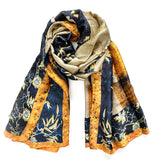 Wrapables Silk Like Satin Polyester Large Scarf Wrap, Blossoms in a Vase