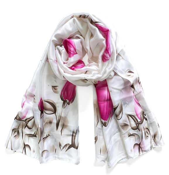 Wrapables Women's Silk Like Satin Polyester Large Scarf Wrap, Rose Buds